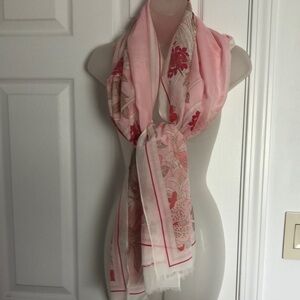 VTG Silky feel Mixed Floral Bouquet  In in Pink Rectangular Scarf Shawl Wrap